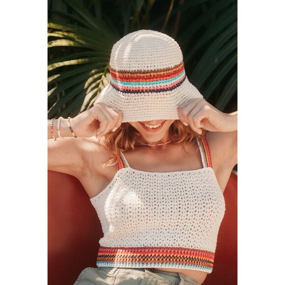 NWT Marine Layer Crochet Bucket Hat in Multi Stripe MSRP$75 - Picture 9 of 15